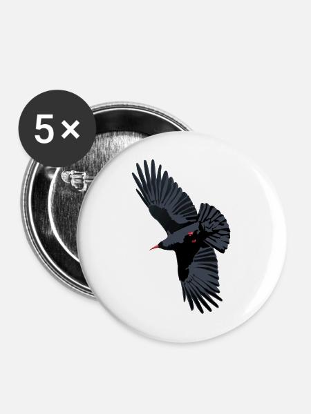 Rotschnabel-Chough-Flug - Buttons mittel 32 mm (5er Pack) - Weiß