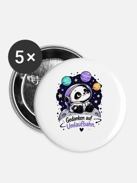 Panda Astronaut auf Umlaufbahn - Buttons mittel 32 mm (5er Pack) - Weiß