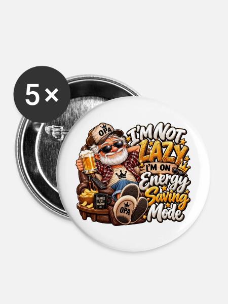Opa im Energiesparmodus - Buttons mittel 32 mm (5er Pack) - Weiß