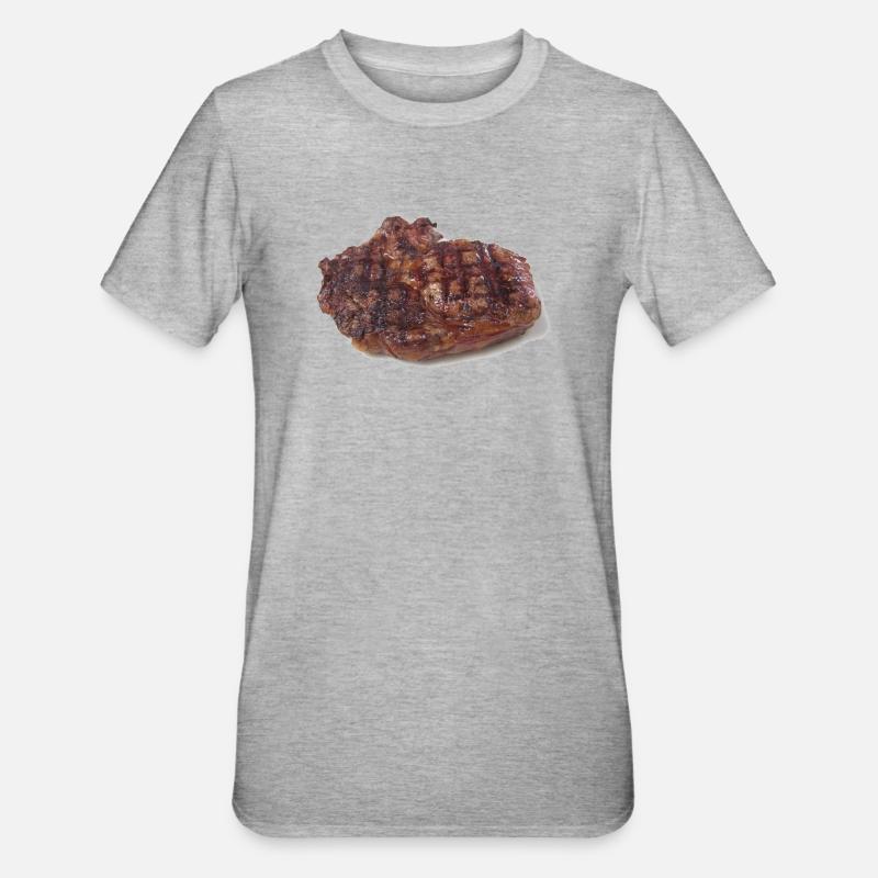 Steak - Unisex Polycotton T-Shirt - Grau meliert