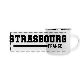 Straßburg | Frankreich - Panorama Emaille-Tasse - Weiß - Vorne