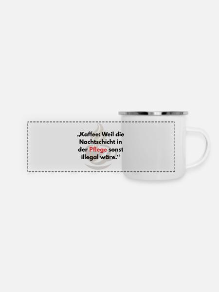 Pflegekräfte & Krankenschwestern Nachtschicht - Panorama Emaille-Tasse - Weiß