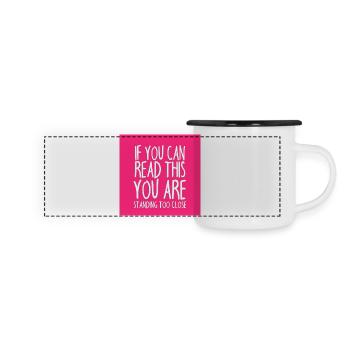 Mundschutz lustig Spruch - lustige Sprüche - Panorama Emaille-Tasse - Weiß/Schwarz - Vorne