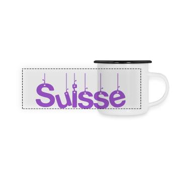 SUISSE. PAYS. GENEVE. SUISSE. HUMOUR - Mug panoramique émaillé - blanc/noir - Devant