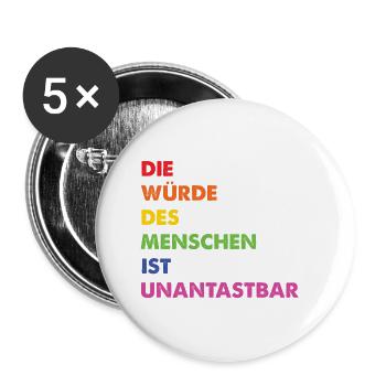 Menschenrechte Regenbogen Grundgesetz - Buttons klein 25 mm (5er Pack) - Weiß - Vorne