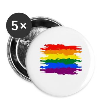 Regenbogen Fahne - Buttons klein 25 mm (5er Pack) - Weiß - Vorne