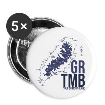 Tour du Mont Blanc TMB Trek Randonnée Alpes - Lot de 5 petits badges (25 mm) - blanc - Devant