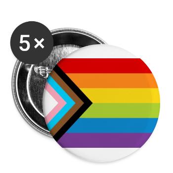 LGBT Pride Flag / Neue Regenbogen Progress Flagge - Buttons klein 25 mm (5er Pack) - Weiß - Vorne