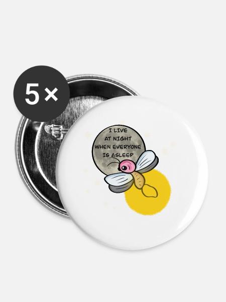 Kleines Glühwürmchen - Buttons klein 25 mm (5er Pack) - Weiß