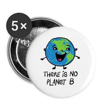There is no planet B - Cartoon – Erde - Save the p - Buttons klein 25 mm (5er Pack) - Weiß - Vorne