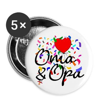 Oma und Papa Konfetti - Buttons klein 25 mm (5er Pack) - Weiß - Vorne