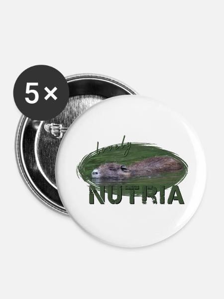 Nutria Biber Biberratte Wasserratte - Buttons klein 25 mm (5er Pack) - Weiß