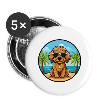 Cockapoo Dog Breed Cartoon Sunglasses Beach - Buttons small 1''/25 mm (5-pack) - white - Front