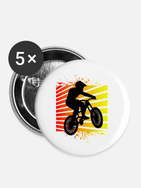 Mountainbike Mountainbiker - Buttons klein 25 mm (5er Pack) - Weiß