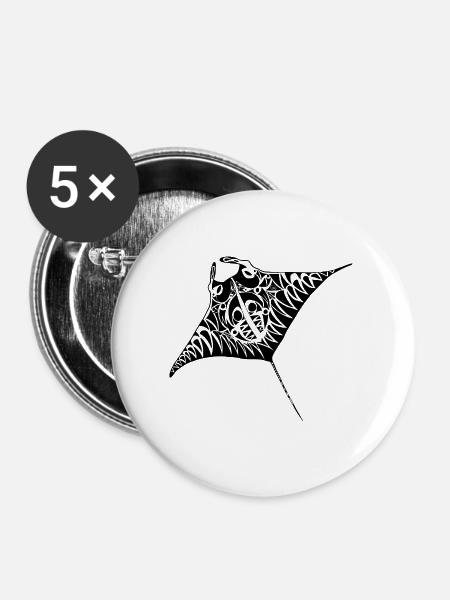mantaray maori blk - Buttons klein 25 mm (5er Pack) - Weiß
