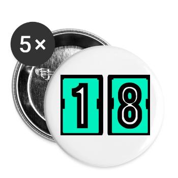 18. 18. GEBURTSTAG. GEBURTSTAG 18 JAHRE. 18 - Buttons klein 25 mm (5er Pack) - Weiß - Vorne