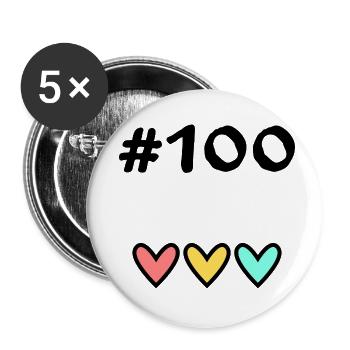 100. 100 JAHRE. 100-JÄHRIGES JUBILÄUM. 100. GEBURTSTAG - Buttons klein 25 mm (5er Pack) - Weiß - Vorne