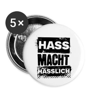 Hass macht hässlich - Statement Typografie - Buttons klein 25 mm (5er Pack) - Weiß - Vorne