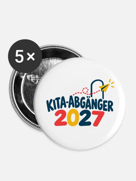 Kita-Abgänger 2027 - Buttons klein 25 mm (5er Pack) - Weiß