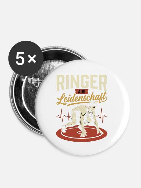 Ringer Leidenschaft Kraft - Buttons klein 25 mm (5er Pack) - Weiß