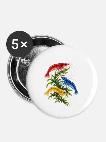 Garnelengarten – bunte Unterwasserwelt - Buttons klein 25 mm (5er Pack) - Weiß