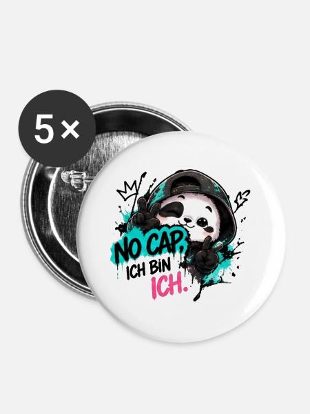 Panda Graffiti: No Cap Ich BinIch - Buttons klein 25 mm (5er Pack) - Weiß