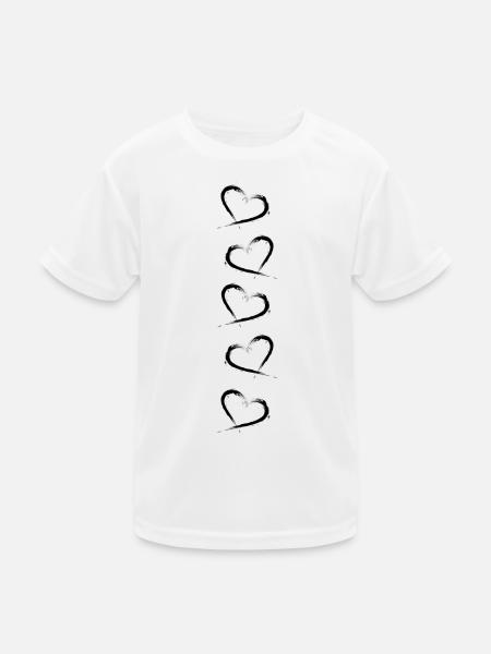 5 Herzchen untereinander Herz Design Modern Vektor - Kinder Funktions-T-Shirt - Weiß