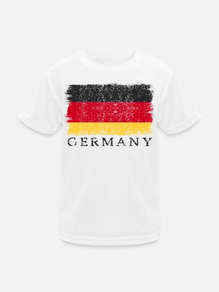 Deutschland Deutsche Flagge Deutschlandflagge - Kinder Funktions-T-Shirt - Weiß