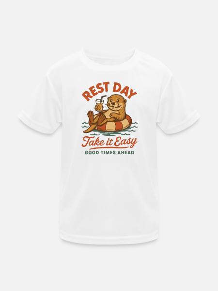Seeotter Rest Day – Lustiges Faulenzen & Sommerdes - Kinder Funktions-T-Shirt - Weiß - Vorne