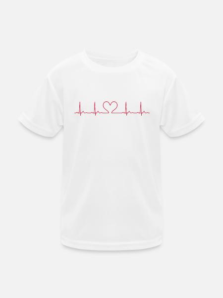Herzschlag-EKG-Linie Medizinischer Pulswellen-Ikon-Vektor - Kinder Funktions-T-Shirt - Weiß