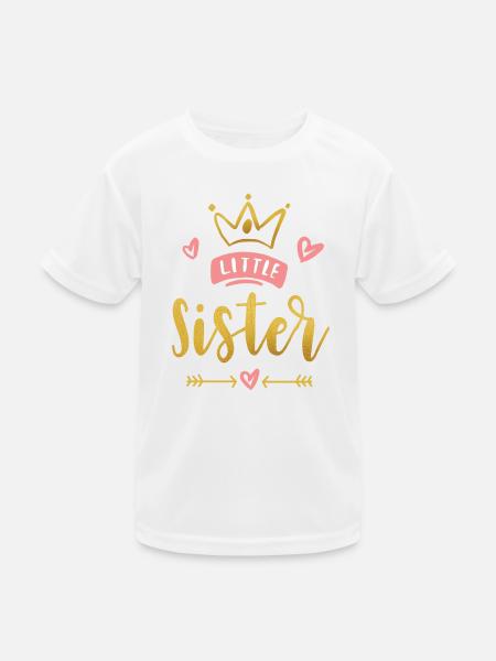 Ankündigung der kleinen Schwester – Baby- und Kinderkleidung - Kinder Funktions-T-Shirt - Weiß - Vorne