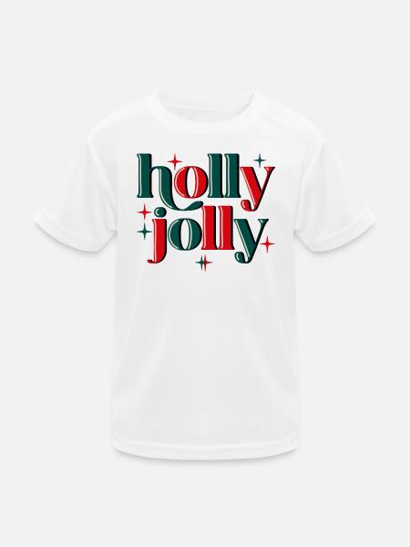 Holly Jolly Xmas - Kinder Funktions-T-Shirt - Weiß