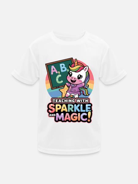 Teaching With Sparkle And Magic! - Kids Functional T-Shirt - white - Front