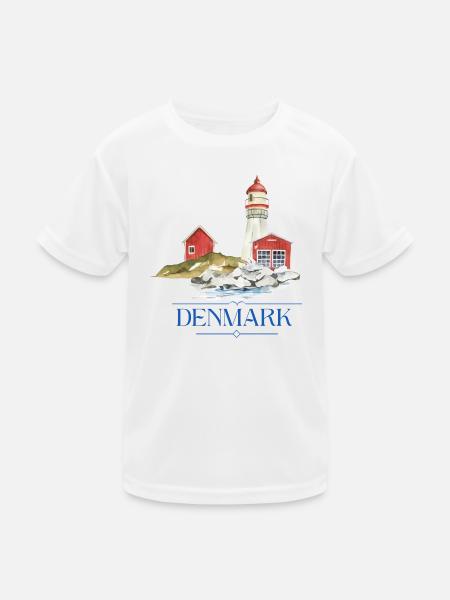 Dänemark Leuchtturm tiny Haus am Meer - Kinder Funktions-T-Shirt - Weiß