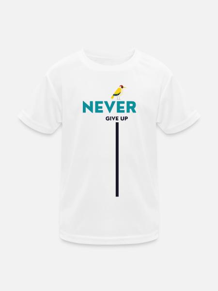never give up bird - Kinder Funktions-T-Shirt - Weiß - Vorne