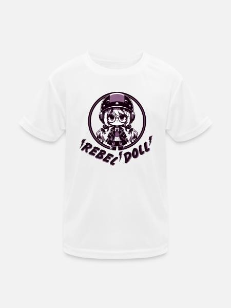Rebellische Puppe - Kinder Funktions-T-Shirt - Weiß