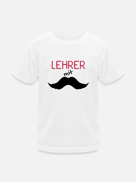 Lehrer mit Schnurrbart - Kinder Funktions-T-Shirt - Weiß - Vorne