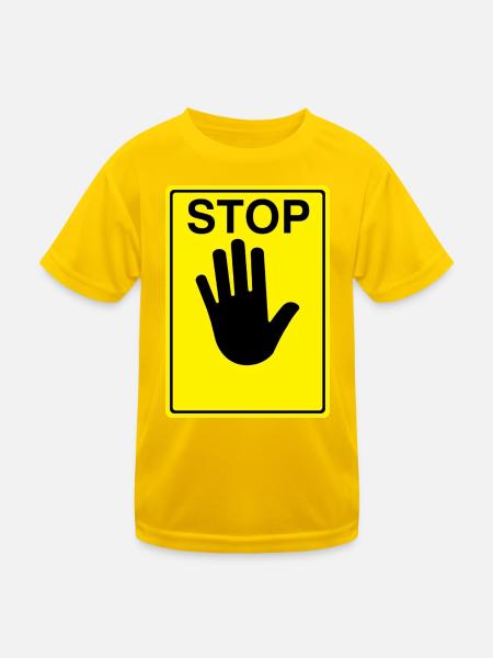 Stop Schild Logo - Kinder Funktions-T-Shirt - Eigelb