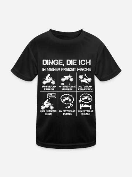 Freizeit - Motorradfahrer - Biker - Kinder Funktions-T-Shirt - Schwarz - Vorne