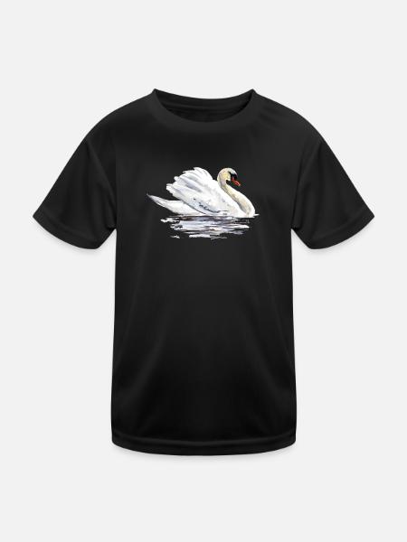 Schwan - Kinder Funktions-T-Shirt - Schwarz