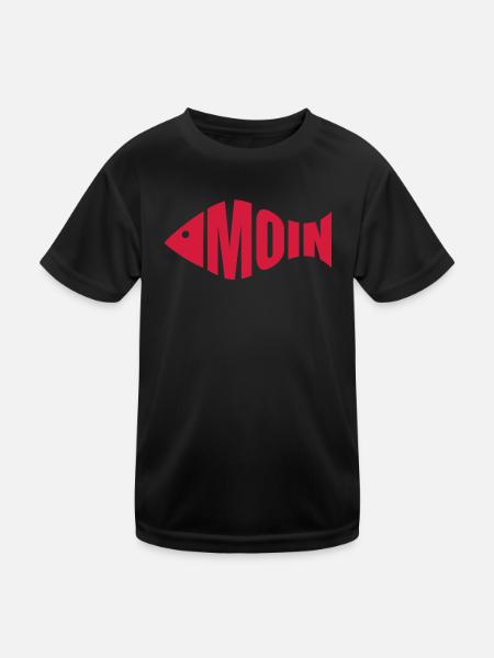 Moin - Fischkopf - Kinder Funktions-T-Shirt - Schwarz - Vorne