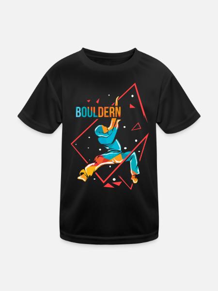 Geschmeidiger Boulderer Überhang - Kinder Funktions-T-Shirt - Schwarz