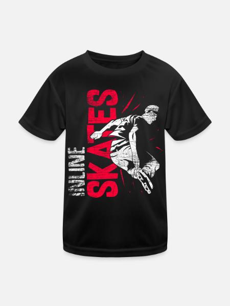 Rasante Inlineskates Kurvenslalom - Kinder Funktions-T-Shirt - Schwarz