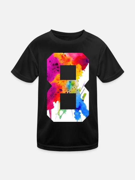 NUMMER 8 JAHRE ALT 8. GEBURTSTAG - Kinder Funktions-T-Shirt - Schwarz - Vorne
