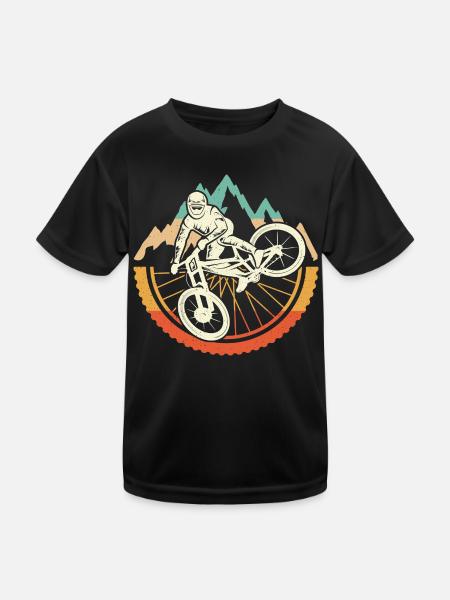 Mountain Bike Fahrrad Vintage Mountainbike - Kinder Funktions-T-Shirt - Schwarz