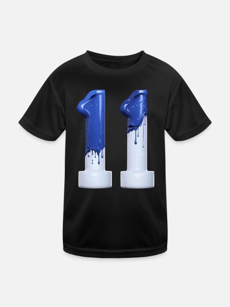 NR. 11 NUMMER 11 BLAU WEIß 11. GEBURTSTAG - Kinder Funktions-T-Shirt - Schwarz