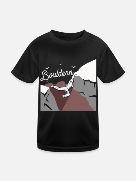 Schwindelfreier Boulderer Felswand - Kinder Funktions-T-Shirt - Schwarz