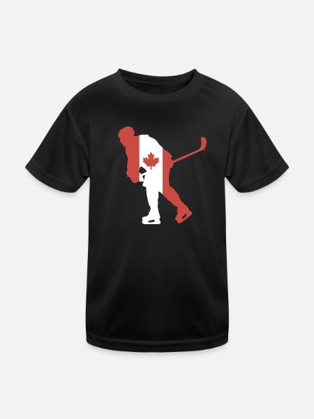Hockeyspieler Kanada Flagge - Kinder Funktions-T-Shirt - Schwarz - Vorne