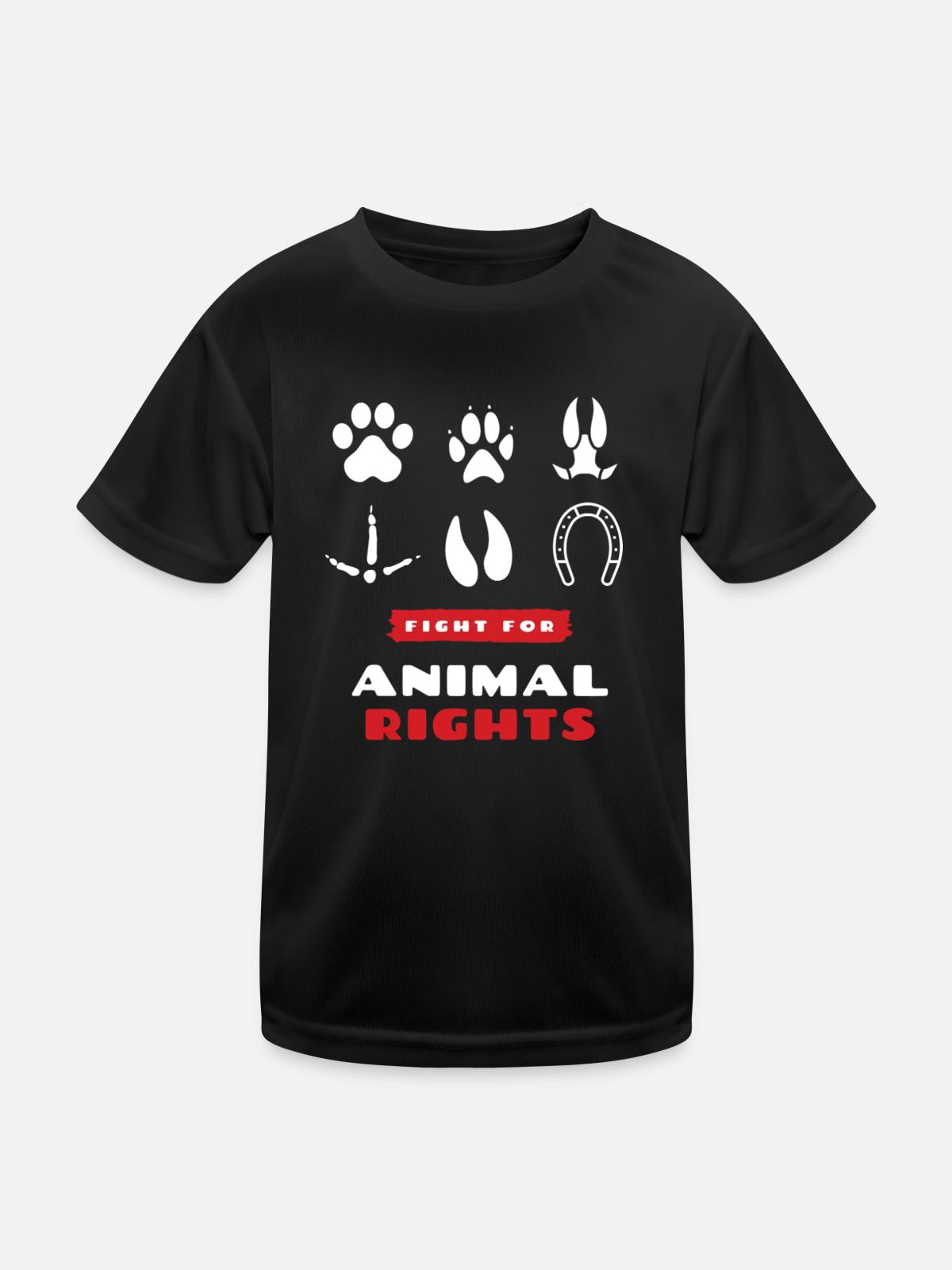 animal rights - Kinder Funktions-T-Shirt - Schwarz - Vorne