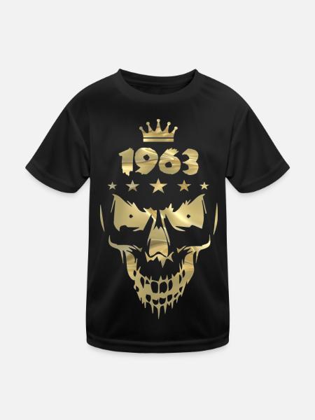 1963 Totenkopf Gold - Kinder Funktions-T-Shirt - Schwarz